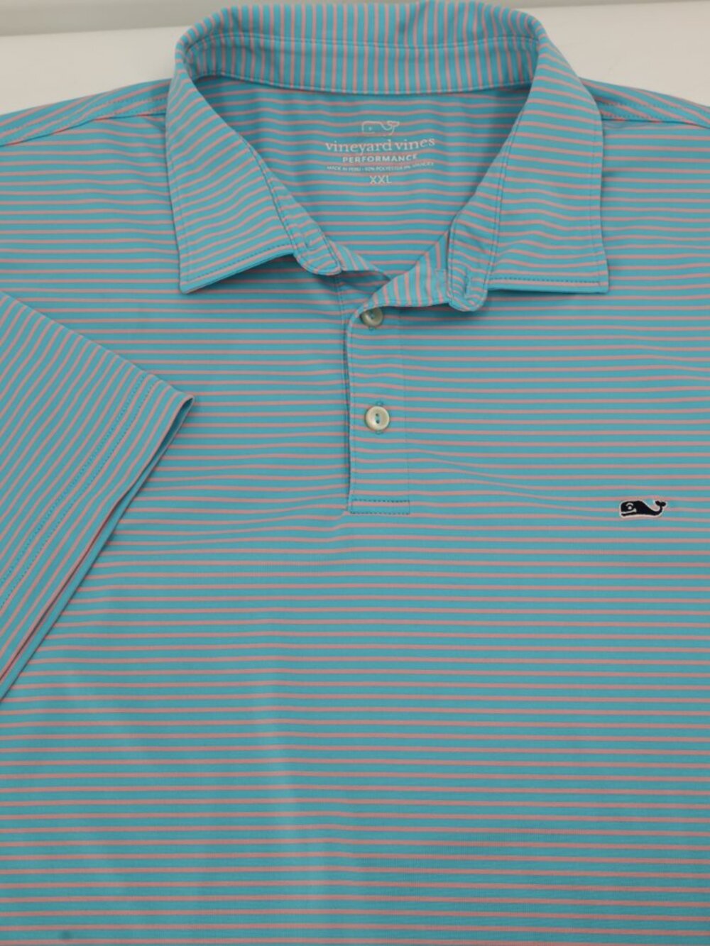 Vineyard Vines Polo Shirt Mens 2XL Striped Performance Golf Short Sleeve active